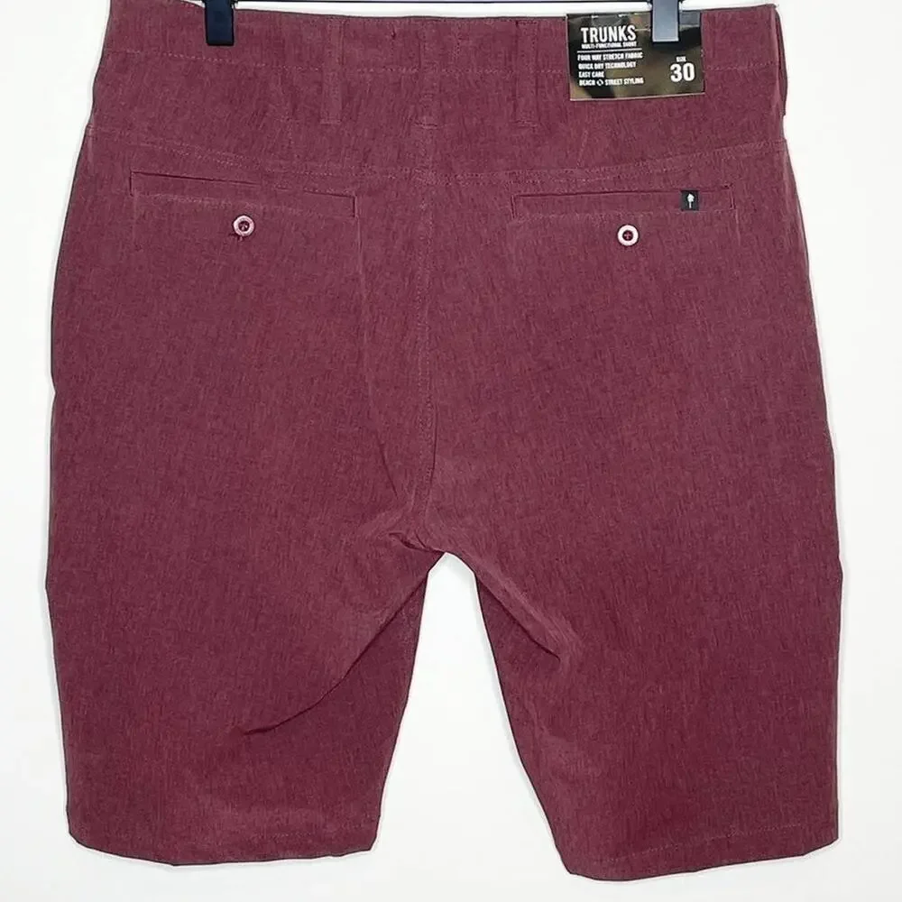 NWT TRUNKS Multi-Functional Stretch Quick Dry Shorts Men’s Size 30 Burgundy
